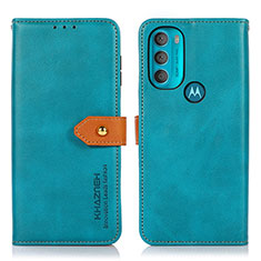 Coque Portefeuille Livre Cuir Etui Clapet N07P pour Motorola Moto G71 5G Cyan