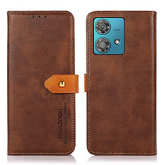 Coque Portefeuille Livre Cuir Etui Clapet N07P pour Motorola Moto G84 5G Marron