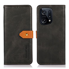 Coque Portefeuille Livre Cuir Etui Clapet N07P pour Oppo Find X5 5G Noir