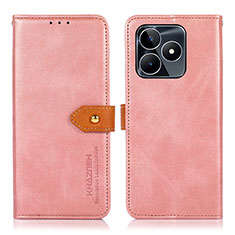 Coque Portefeuille Livre Cuir Etui Clapet N07P pour Realme C51 Rose