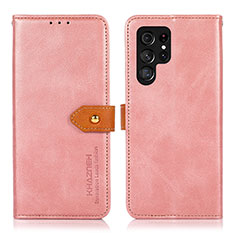 Coque Portefeuille Livre Cuir Etui Clapet N07P pour Samsung Galaxy S21 Ultra 5G Rose