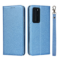 Coque Portefeuille Livre Cuir Etui Clapet N12 pour Huawei P40 Pro Bleu Ciel