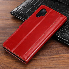 Coque Portefeuille Livre Cuir Etui Clapet P01 pour Samsung Galaxy Note 10 Plus Rouge