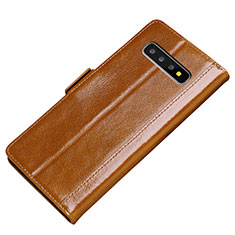 Coque Portefeuille Livre Cuir Etui Clapet P01 pour Samsung Galaxy S10 Orange