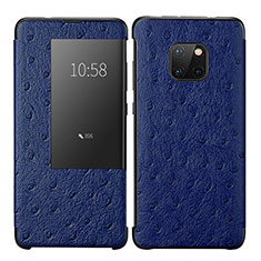 Coque Portefeuille Livre Cuir Etui Clapet P02 pour Huawei Mate 20 Pro Bleu