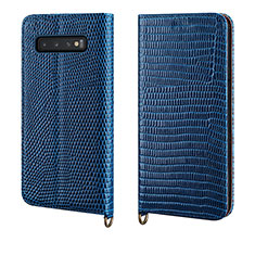 Coque Portefeuille Livre Cuir Etui Clapet P04 pour Samsung Galaxy S10 Bleu