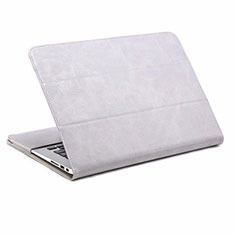 Coque Portefeuille Livre Cuir Etui Clapet pour Apple MacBook Air 13 pouces (2020) Gris