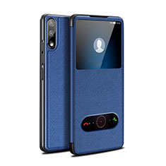 Coque Portefeuille Livre Cuir Etui Clapet pour Huawei Enjoy 10 Bleu