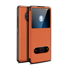 Coque Portefeuille Livre Cuir Etui Clapet pour Huawei Enjoy 20 Plus 5G Orange