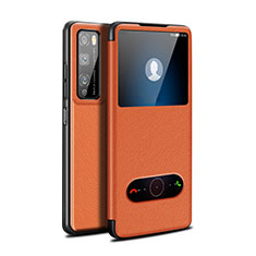 Coque Portefeuille Livre Cuir Etui Clapet pour Huawei Enjoy 20 Pro 5G Orange