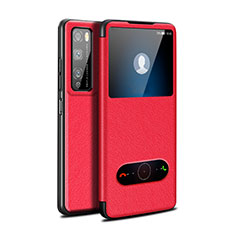 Coque Portefeuille Livre Cuir Etui Clapet pour Huawei Enjoy 20 Pro 5G Rouge