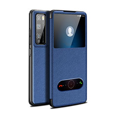 Coque Portefeuille Livre Cuir Etui Clapet pour Huawei Enjoy Z 5G Bleu