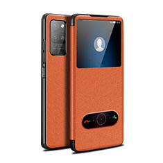 Coque Portefeuille Livre Cuir Etui Clapet pour Huawei Honor Play4 Pro 5G Orange