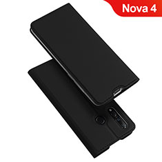 Coque Portefeuille Livre Cuir Etui Clapet pour Huawei Nova 4 Noir