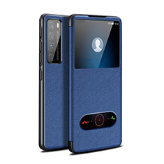 Coque Portefeuille Livre Cuir Etui Clapet pour Huawei Nova 7 Pro 5G Bleu