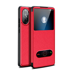 Coque Portefeuille Livre Cuir Etui Clapet pour Huawei Nova 8 5G Rouge