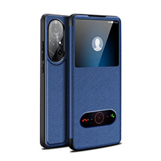 Coque Portefeuille Livre Cuir Etui Clapet pour Huawei Nova 8 Pro 5G Bleu
