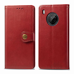 Coque Portefeuille Livre Cuir Etui Clapet pour Huawei Y9a Rouge