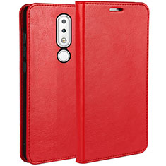 Coque Portefeuille Livre Cuir Etui Clapet pour Nokia X6 Rouge