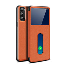Coque Portefeuille Livre Cuir Etui Clapet pour Oppo Reno4 Pro 5G Orange