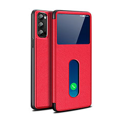 Coque Portefeuille Livre Cuir Etui Clapet pour Oppo Reno4 Pro 5G Rouge