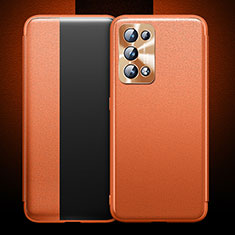 Coque Portefeuille Livre Cuir Etui Clapet pour Oppo Reno6 Pro 5G Orange