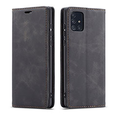 Coque Portefeuille Livre Cuir Etui Clapet pour Samsung Galaxy A71 5G Noir