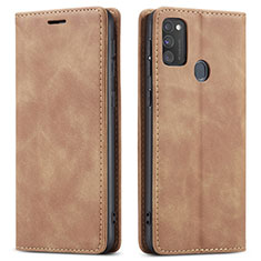 Coque Portefeuille Livre Cuir Etui Clapet pour Samsung Galaxy M21 Orange