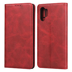 Coque Portefeuille Livre Cuir Etui Clapet pour Samsung Galaxy Note 10 Plus Rouge