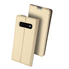 Coque Portefeuille Livre Cuir Etui Clapet pour Samsung Galaxy S10 Plus Or