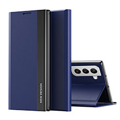 Coque Portefeuille Livre Cuir Etui Clapet pour Samsung Galaxy S21 FE 5G Bleu