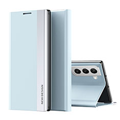 Coque Portefeuille Livre Cuir Etui Clapet pour Samsung Galaxy S21 FE 5G Bleu Clair