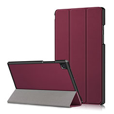 Coque Portefeuille Livre Cuir Etui Clapet pour Samsung Galaxy Tab A7 4G 10.4 SM-T505 Vin Rouge
