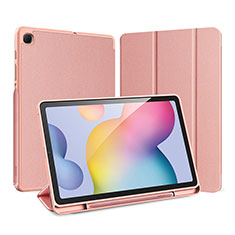 Coque Portefeuille Livre Cuir Etui Clapet pour Samsung Galaxy Tab S6 Lite 4G 10.4 SM-P615 Or Rose