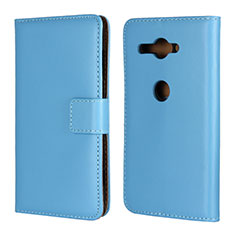 Coque Portefeuille Livre Cuir Etui Clapet pour Sony Xperia XZ2 Compact Bleu Ciel