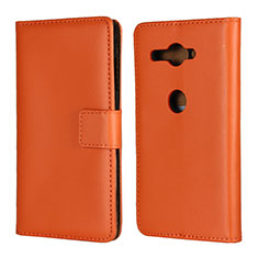 Coque Portefeuille Livre Cuir Etui Clapet pour Sony Xperia XZ2 Compact Orange