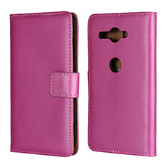 Coque Portefeuille Livre Cuir Etui Clapet pour Sony Xperia XZ2 Compact Rose Rouge