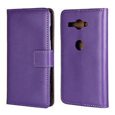 Coque Portefeuille Livre Cuir Etui Clapet pour Sony Xperia XZ2 Compact Violet