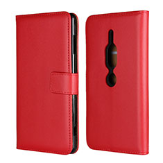 Coque Portefeuille Livre Cuir Etui Clapet pour Sony Xperia XZ2 Premium Rouge