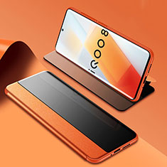 Coque Portefeuille Livre Cuir Etui Clapet pour Vivo iQOO 8 Pro 5G Orange