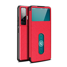Coque Portefeuille Livre Cuir Etui Clapet pour Vivo X50 5G Rouge