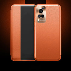 Coque Portefeuille Livre Cuir Etui Clapet pour Vivo X60 Pro 5G Orange