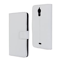 Coque Portefeuille Livre Cuir Etui Clapet pour Wiko Wax Blanc