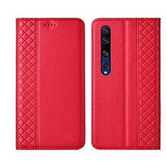 Coque Portefeuille Livre Cuir Etui Clapet pour Xiaomi Mi 10 Rouge