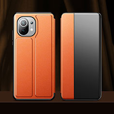 Coque Portefeuille Livre Cuir Etui Clapet pour Xiaomi Mi 11 5G Orange