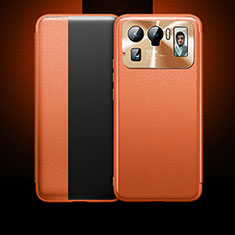 Coque Portefeuille Livre Cuir Etui Clapet pour Xiaomi Mi 11 Ultra 5G Orange
