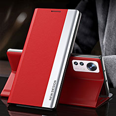 Coque Portefeuille Livre Cuir Etui Clapet pour Xiaomi Mi 12 Pro 5G Rouge