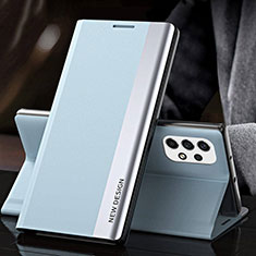 Coque Portefeuille Livre Cuir Etui Clapet Q01H pour Samsung Galaxy A73 5G Bleu Ciel
