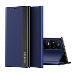 Coque Portefeuille Livre Cuir Etui Clapet Q01H pour Xiaomi Poco F4 5G Bleu