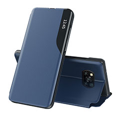 Coque Portefeuille Livre Cuir Etui Clapet Q01H pour Xiaomi Poco X3 Bleu
